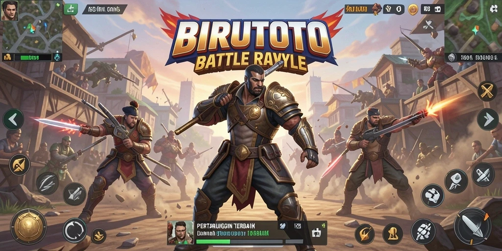 Gameplay BIRUTOTO yang mendebarkan dalam pertempuran Battle Royale.