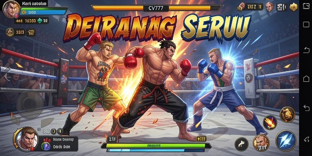 Screenshot utama CV777 menunjukkan aksi pertarungan yang intens dan dinamis.