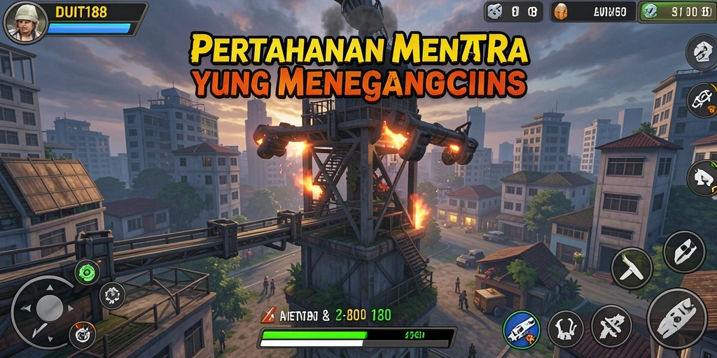 Tangkapan layar menampilkan gameplay seru di <strong>DUIT188</strong> dengan pertempuran menara yang intens.
