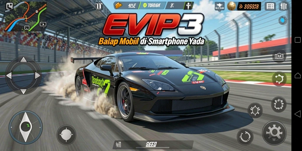 Tampilan gameplay balap mobil EVIP3 yang mendebarkan dan menegangkan.
