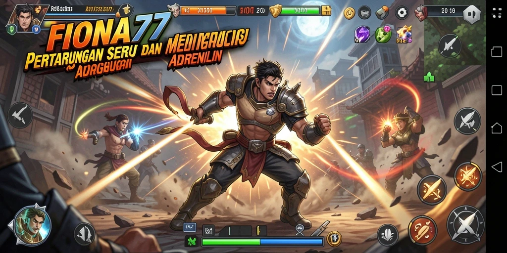 Tampilan gameplay intens dan karakter bertarung di FIONA77.