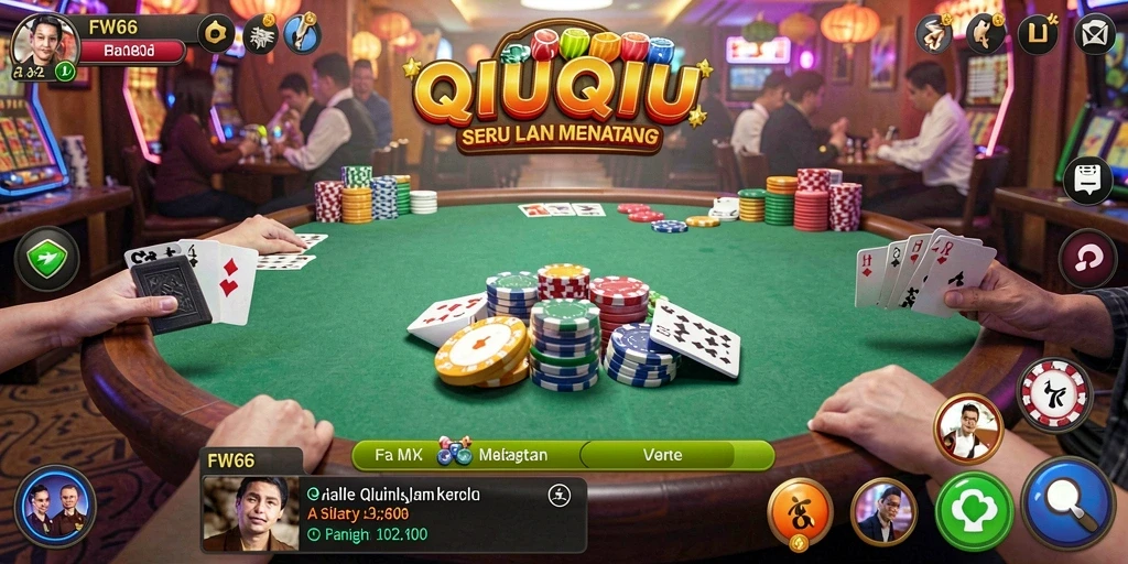 Screenshot utama FW66 menunjukkan serunya permainan QiuQiu.
