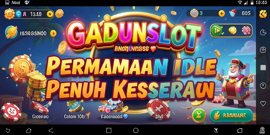 Tampilan gameplay menarik GADUNSLOT dengan mesin slot yang berputar.