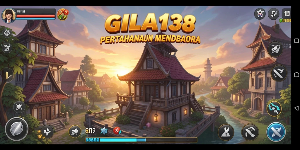 Tampilan gameplay GILA138 menampilkan aksi menara bertahan melawan gelombang musuh.