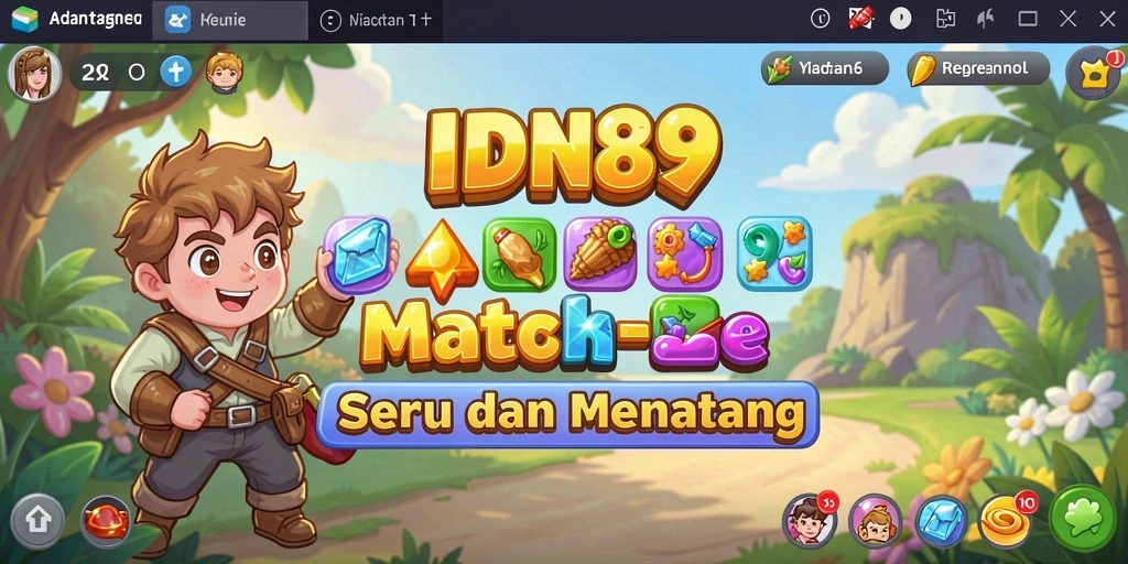 Screenshot utama IDN89 menunjukkan gameplay Match-3 yang menarik.