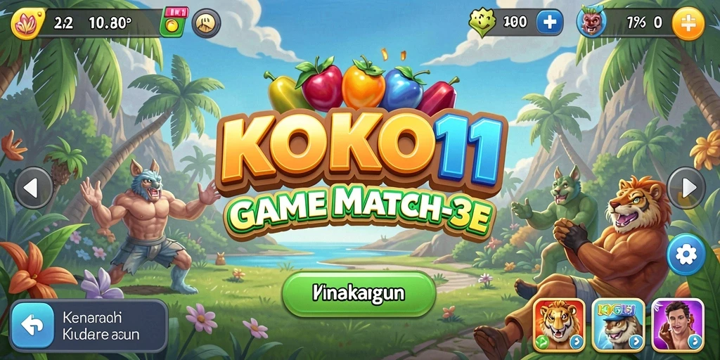 Screenshot gameplay KOKO11 dengan tantangan Match-3 yang seru.