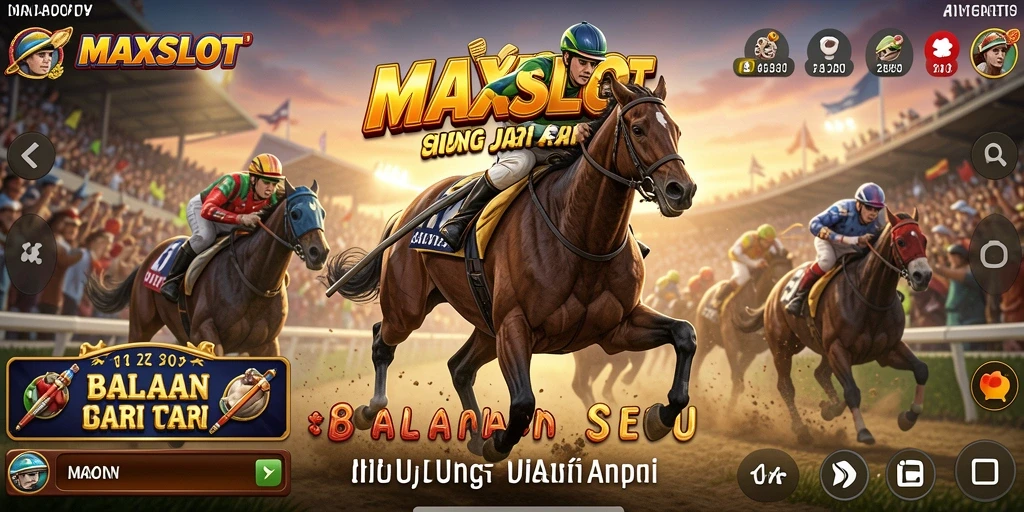Tampilan permainan MAXSLOT dengan aksi balapan yang mendebarkan.
