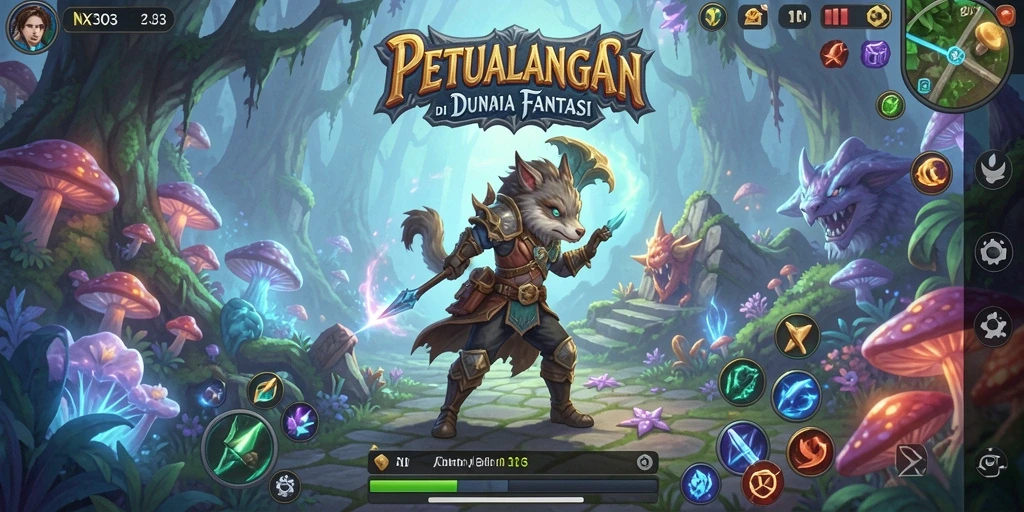 Tangkapan layar NX303 menunjukkan aksi seru dalam permainan petualangan.