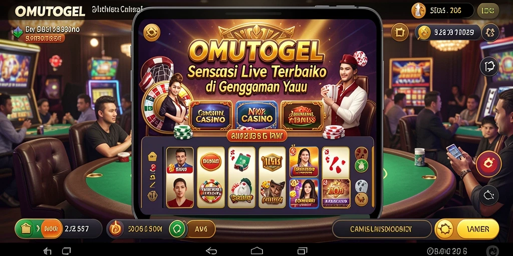 Screenshot gameplay OMUTOGEL menampilkan suasana casino yang hidup dan interaktif.