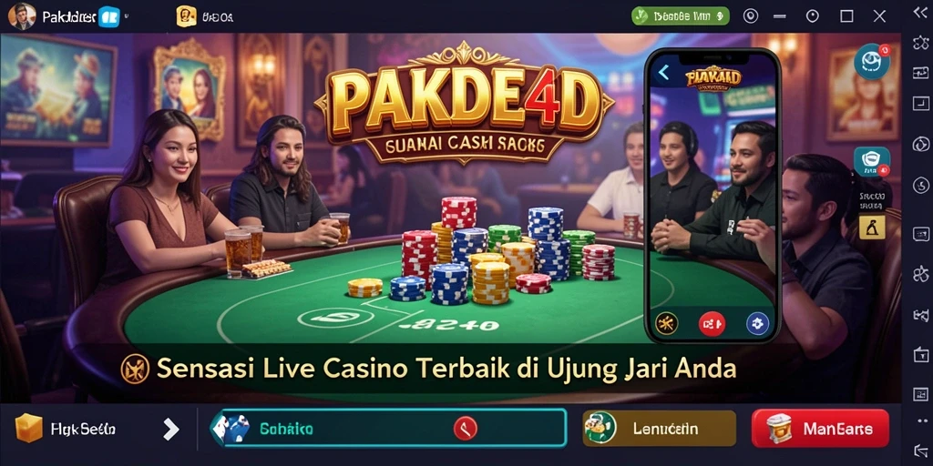 Screenshot gameplay PAKDE4D menampilkan dealer langsung yang profesional dalam suasana permainan Live Casino.