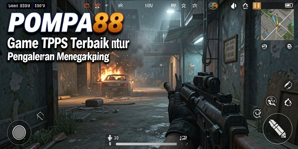 Screenshot gameplay POMPA88 yang menunjukkan aksi tembak-menembak yang intens.