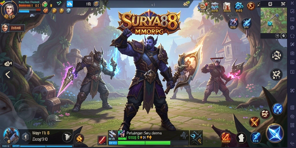 Skrinsut dari gameplay <strong>SURYA88</strong> yang menampilkan petualangan mendalam di dunia MMORPG.
