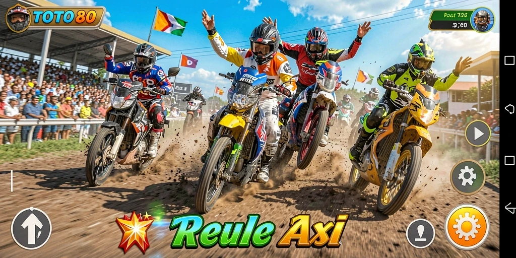 Gameplay TOTO80 menampilkan balapan motor yang seru dan menantang.