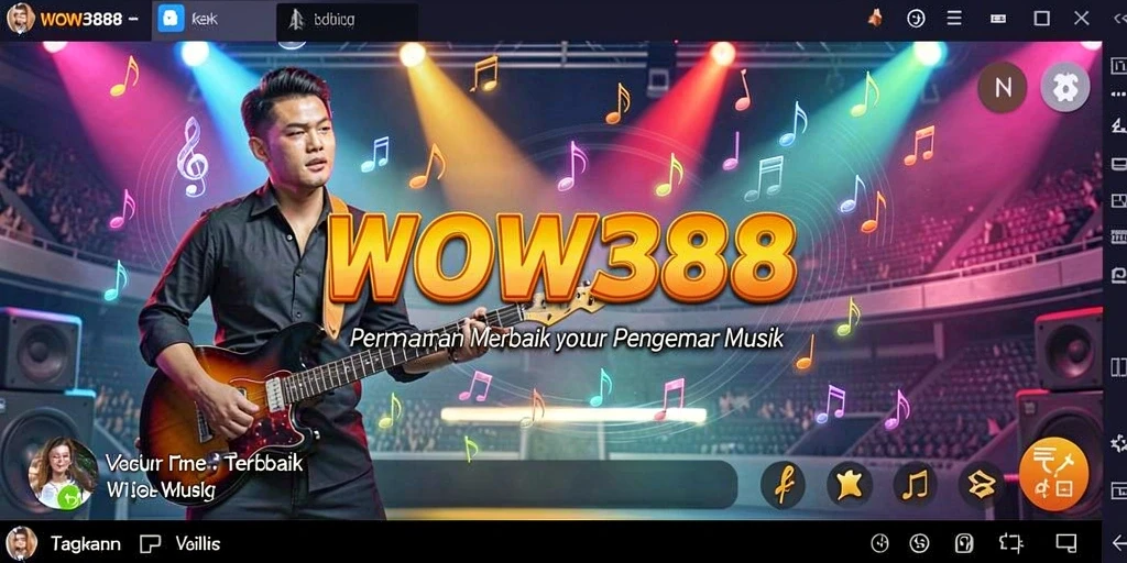 Tampilan gameplay WOW388 menampilkan interaksi seru dalam bermain musik.